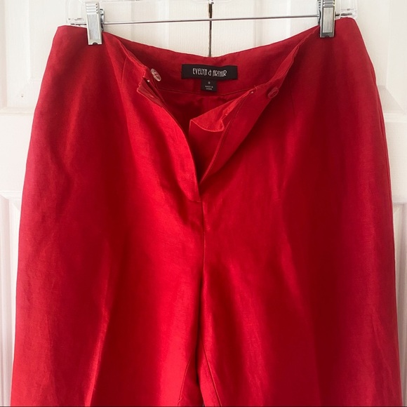 Evelyn & Arthur Womens Red Linen Silk Lined Dress Pants Slacks Trousers Size 8 - Picture 11 of 11
